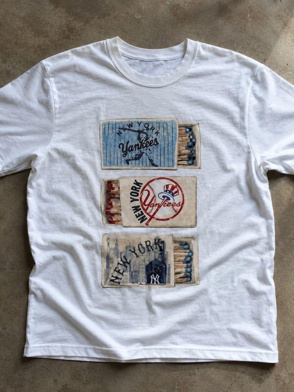 Gildan White New York Yankees Matchbox Graphic Tee